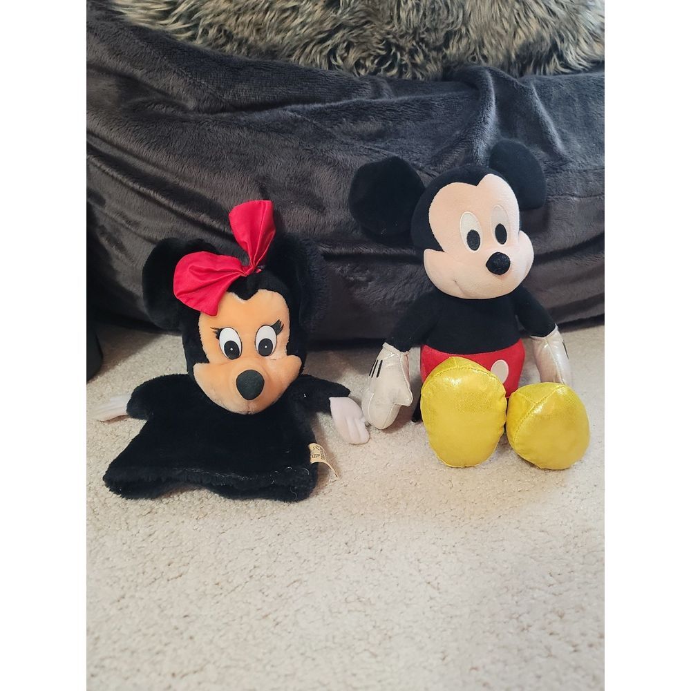 TY Sparkle Mickey Mouse 13" & Minnie Mouse Applause Puppet 12" plush